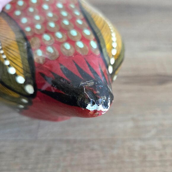 Mexican 5.5''tall paper mache hand painted Tonala bird. Traditional folk art. - Picture 6 of 9